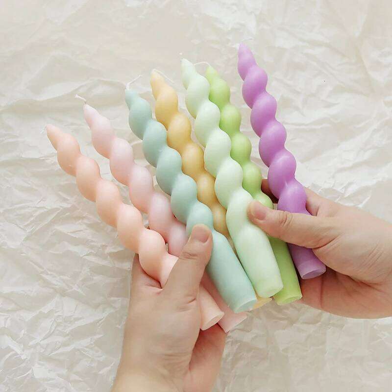 Ins Style Spiral Long Stem Candle Aromatherapy Wedding Birthday Candles Smokeless Soy Wax DIY Party Home Decoration S260204