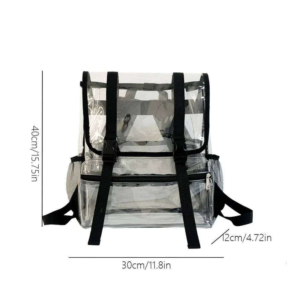 Transparent PVC College Student Rucksack Fashion School Backpack Waterproof Large Capacity See Through Solid Clear Bag for Women Z260202