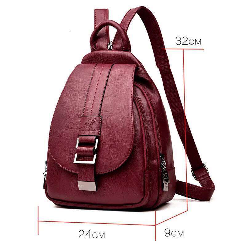 2021 Women Leather Backpacks Vintage Shoulder Bag Female Ladies Travel Backpack Mochila School Bags for Girls Bagpack Z260202