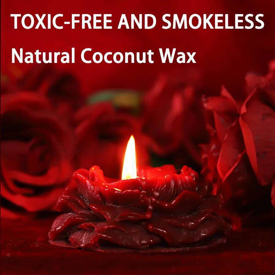 1pc rose, red peony scented, rose decorative candle, smokeless aromatic, fireworks coconut wax home decor valentines S260204