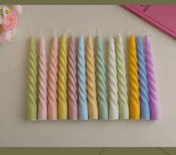 Ins Style Thin Spiral Long Rod Scented Aromatherapy Soy Wax Candles Wedding Birthday Candle Party Home Decoration S260204