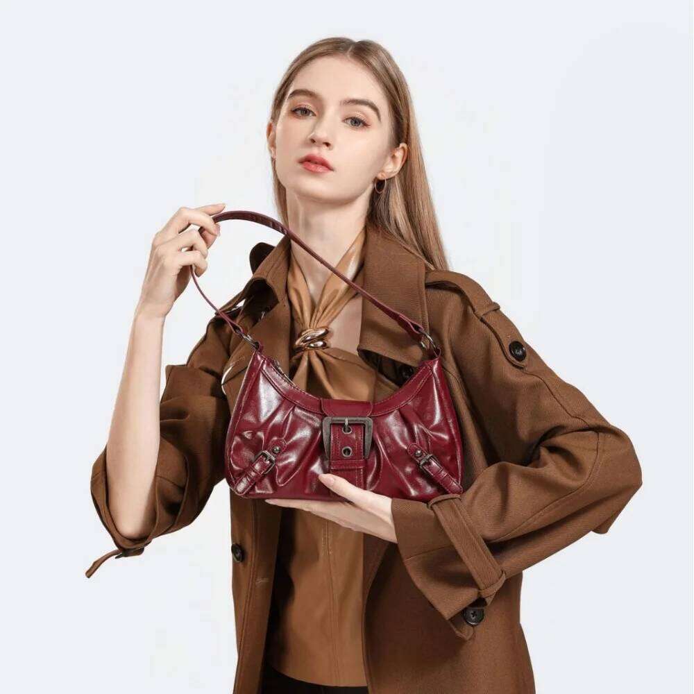 Y2K Retro Pleated Hobo Shoulder Women Hot Selling Maillard Style Underarm Bag Clutch Handbags for Travel Work Shopping C2602044
