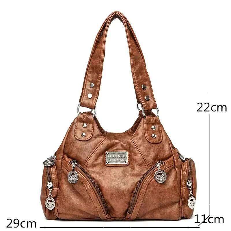 Y2K Women's PU Leather Luxury Handbag Motorcycle Fashion Crossbody Bag C260204