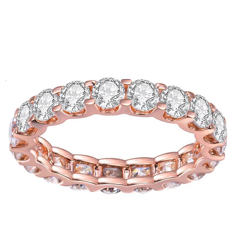 Messi Gems Fine Jewelry MSR-755 Real 18k Gold Engagement Eternity Ring with Lab Grown Diamond