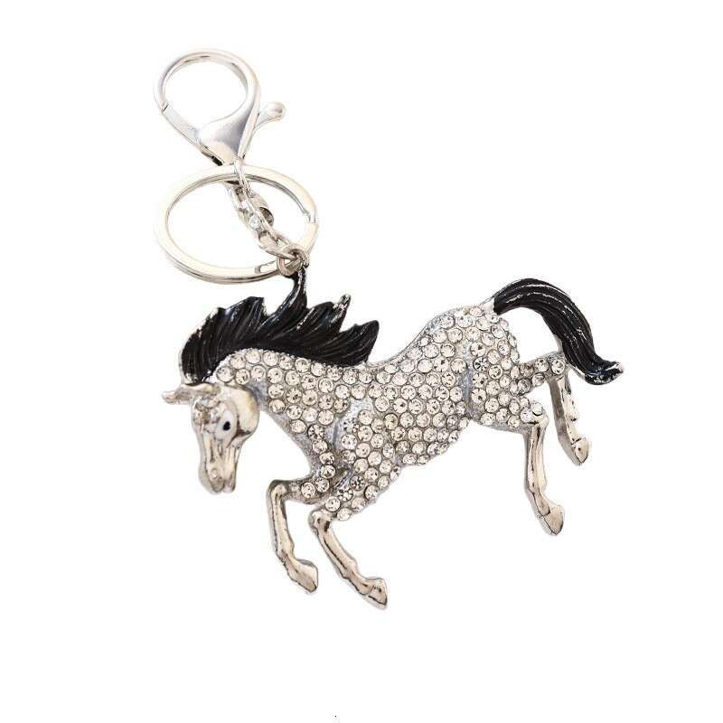 European and American Cartoon Pendant Oil Drop Inlaid Diamond Creative Keychain Metal Zodiac Horse Ornament