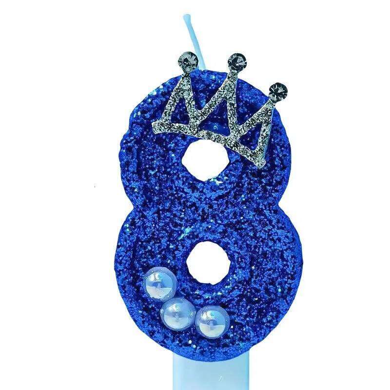 Digital Birthday Candles 0 to 9 Blue Crown Premium Atmosphere Party Supplies S260204