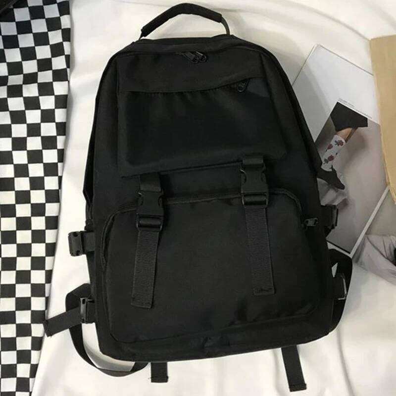Workwear Solid Color Large Capacity Schoolbag Korean Version Fashion Simple Casual Men's College Student Backpack Women Z260204