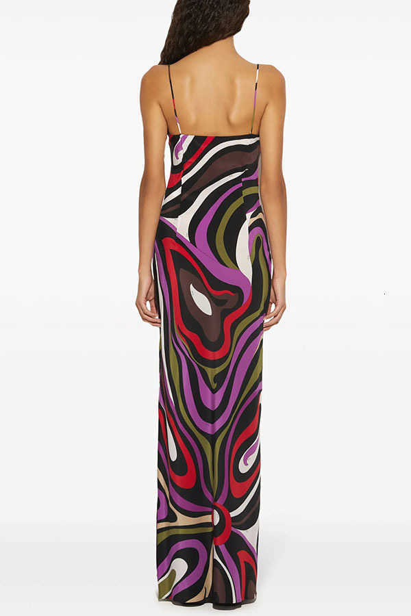 Summer 2025 New Style Printed Satin Halter Backless Long Dress for Women in Europe and AmericaXJ241218