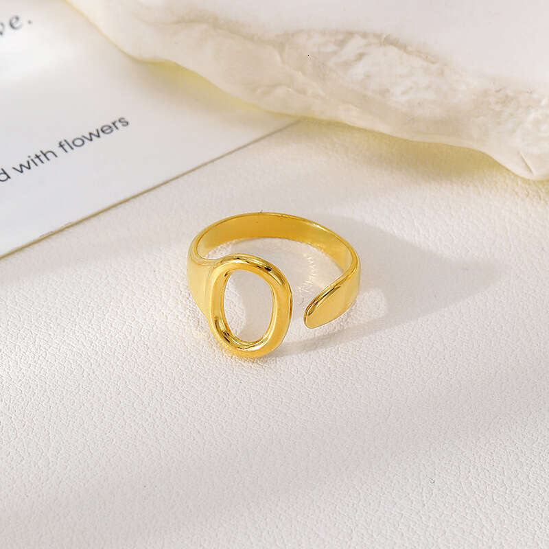 Geometric Oval Ring for Women, Daily Versatile Open Ring, Titanium Steel Hollow Ins Style Hand Jewelry