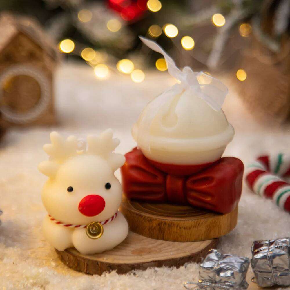 Deer Decoration Festive Bell Aromatherapy Santa Candle Decor Handmade For Gift Giving Festival Celebration Home S260204