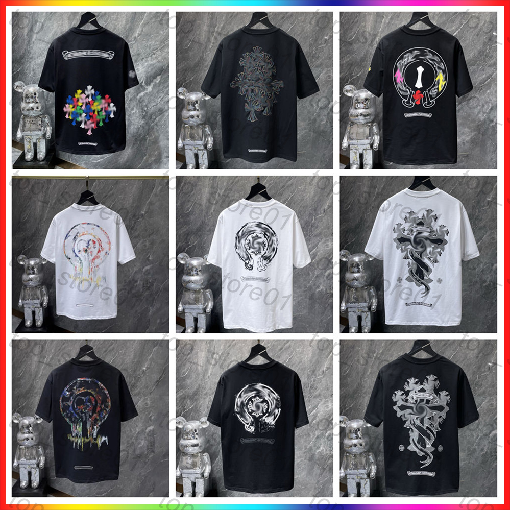 5A mens designer clothes t shirts new summer loose fashion luxurys tops tees embroidered letters horseshoe sanskrit cross graphic tee men women loose t shirt