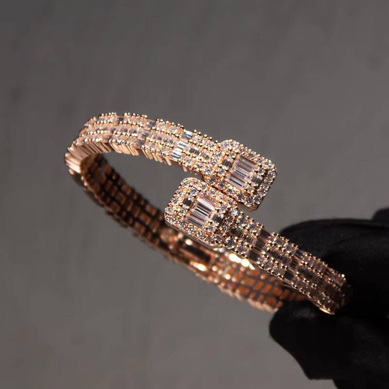 Luxury Hip Hop Men Bracelet 8mm Wide VVS baguette Moissanite Hip-hop Opening Ice Out Moissanite Bracelet