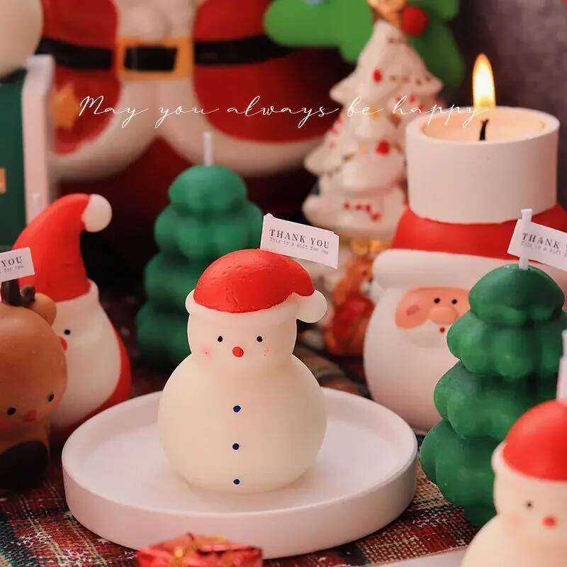 Aromatherapy Candle Gift Box Decorations Gifts for Eve Snowman Candles Gingerbread Man Christmas Tree S260204