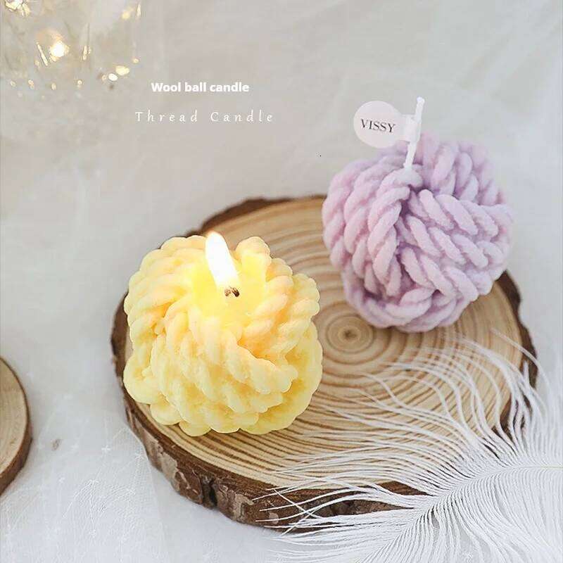 Cute Creative Yarn Ball Aromatherapy Handmade Diy Party Simulation Decoration Ornament Candle Christmas Birthday Gift S260204