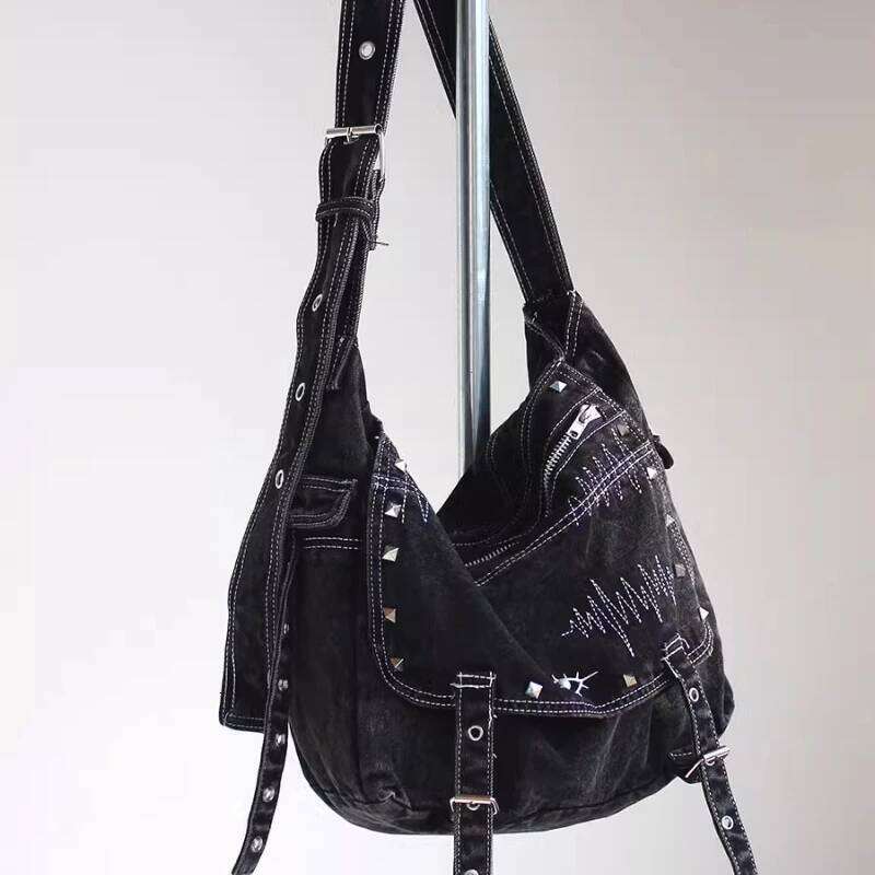 Y2k Aesthetic Trendy Grunge Denim Bag High-capacity Vintage All Match Women's Handbags Korean New Casual Shoulder Crossbody Bags C260204