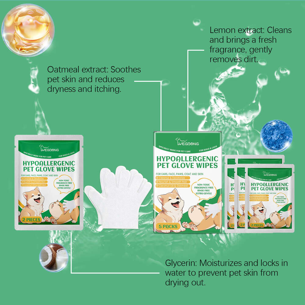 Yegbong Pet Disposable Dog Cat Hair Skin Gentle Cleaning Care Gloves S260203c'c'c