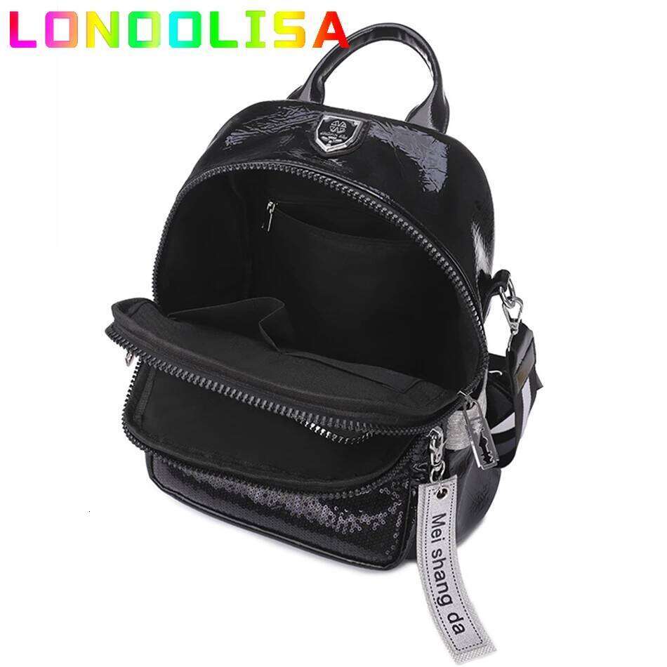 Fashion Sequins Women's Backpack High Quality Bookbag Soft Leather School Bags for Teenagers Girls 3 In 1 Ladies Travel Bagpacks Z260204