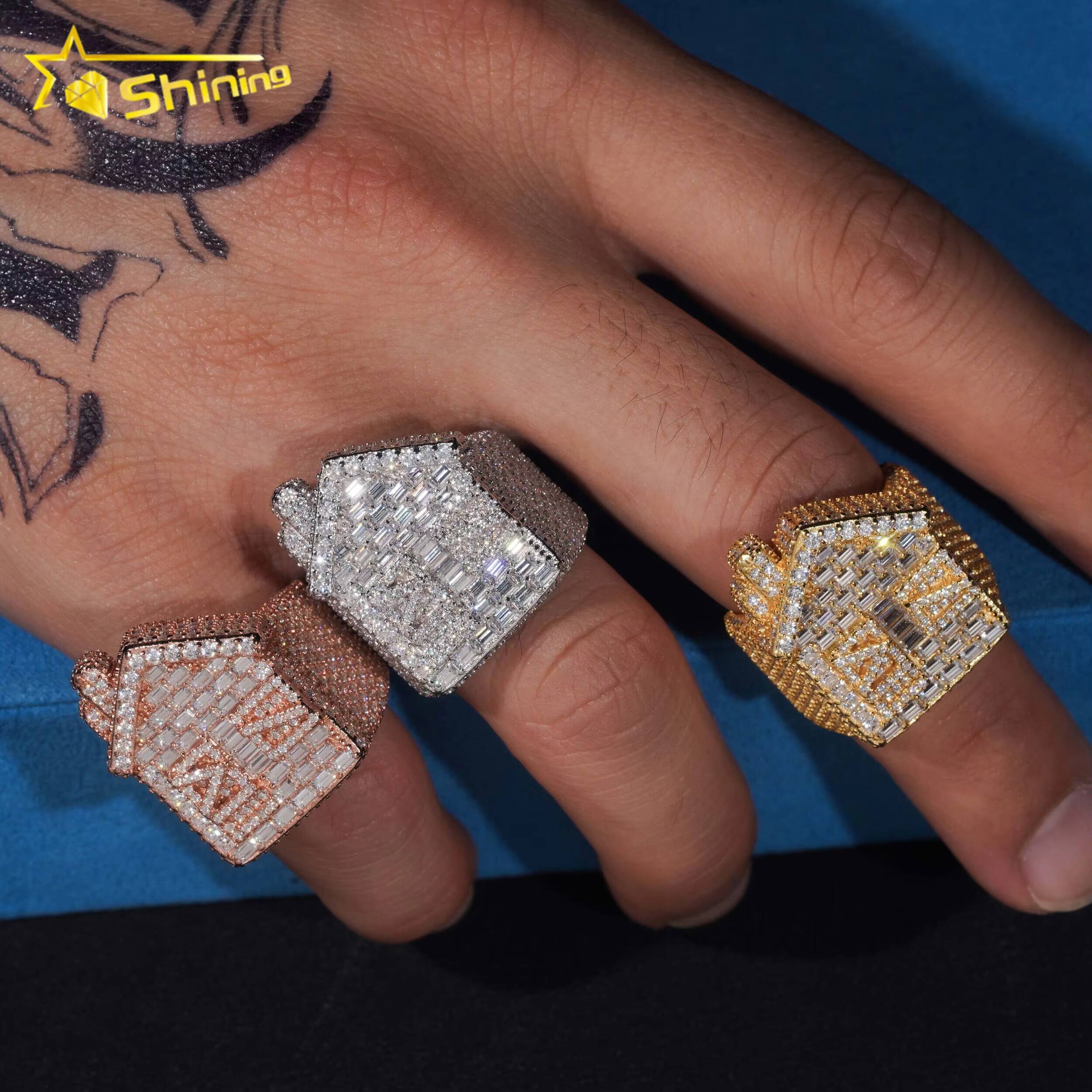 New Arrival Fashion Custom House Hip Hop 925 Sterling Silver Champion Mens Moissanite Ring