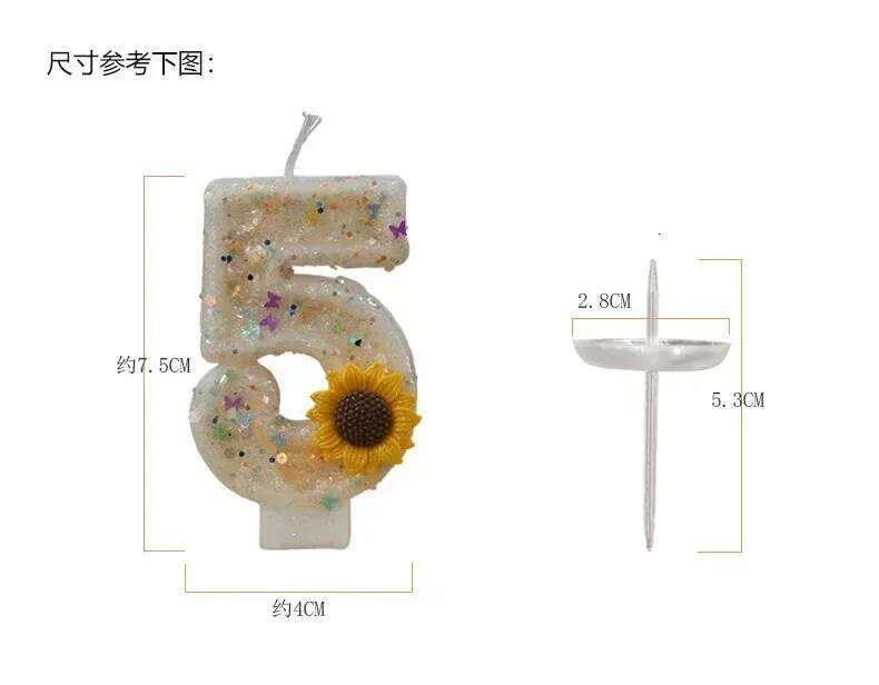 0-9 Number Cake Daisy Flower Atmosphere Candle Girl Birthday Party Decoration Sunflower S260204