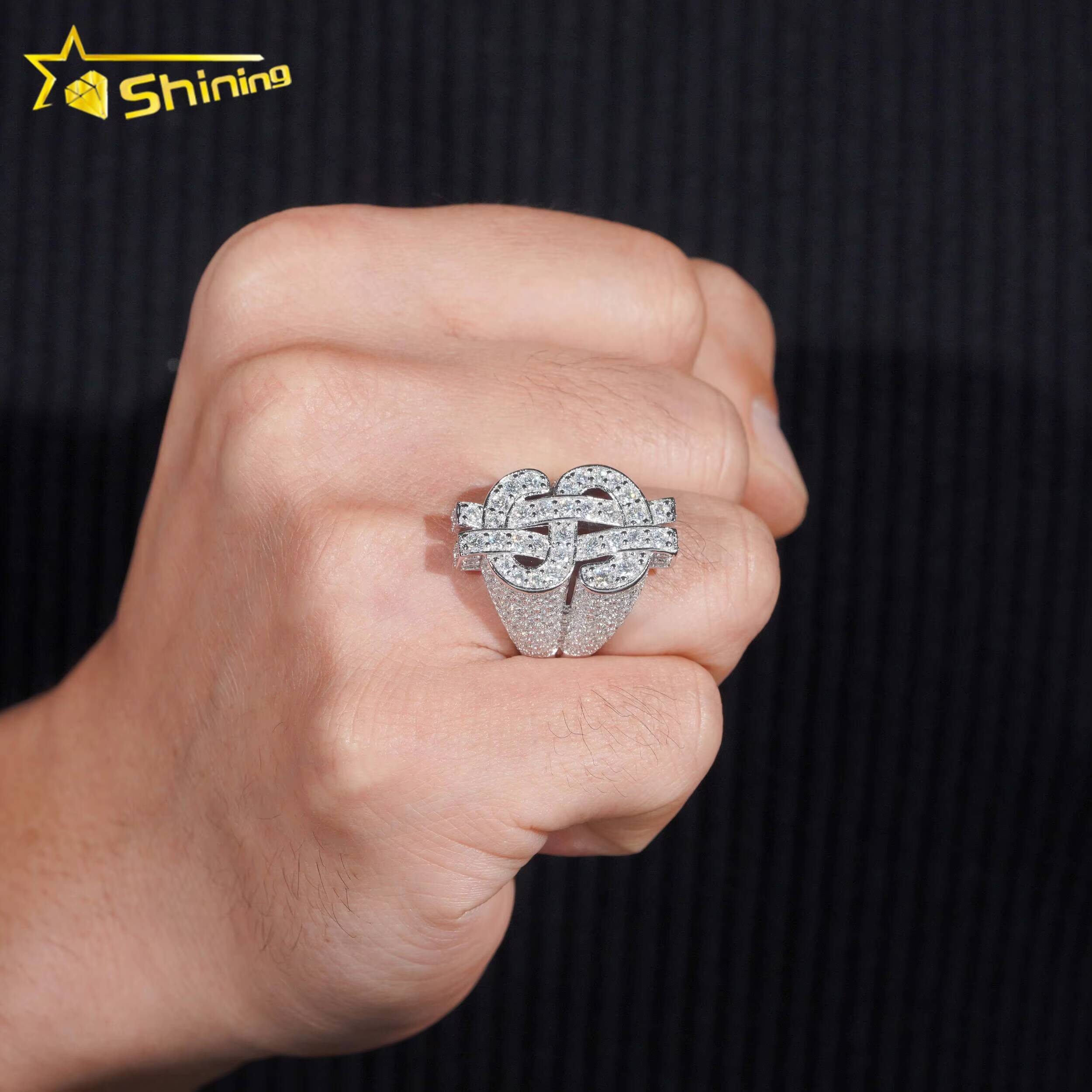 Wholesale Price Pass Diamond Tester Dollar Rings 925 Silver Hip Hop Moissanite Men Ring