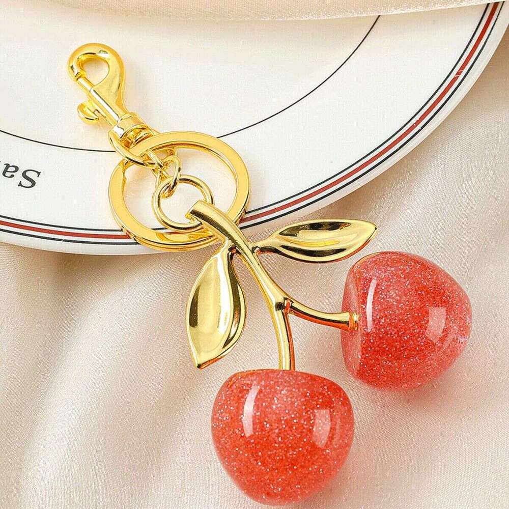 Bag Charms Keychain Red Cherry Fruit Pendant Womens Purse Accessories Suitable for daily casual wear Practical and cute featuring vibrant