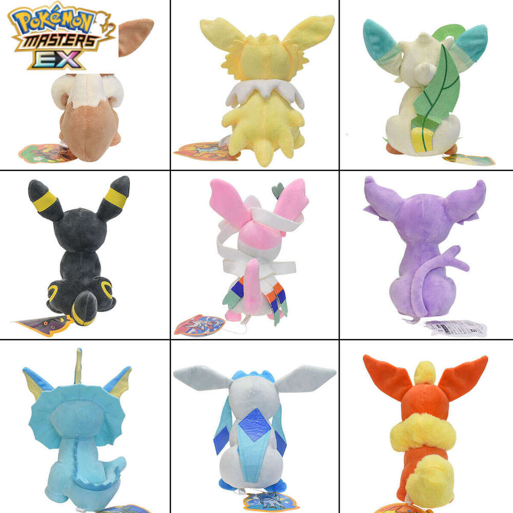 20cm Small Size 9 Sitting Posture Fire Water Sun Fairy Grass Moon Eevee Plush Doll High Quality with Tag L260204