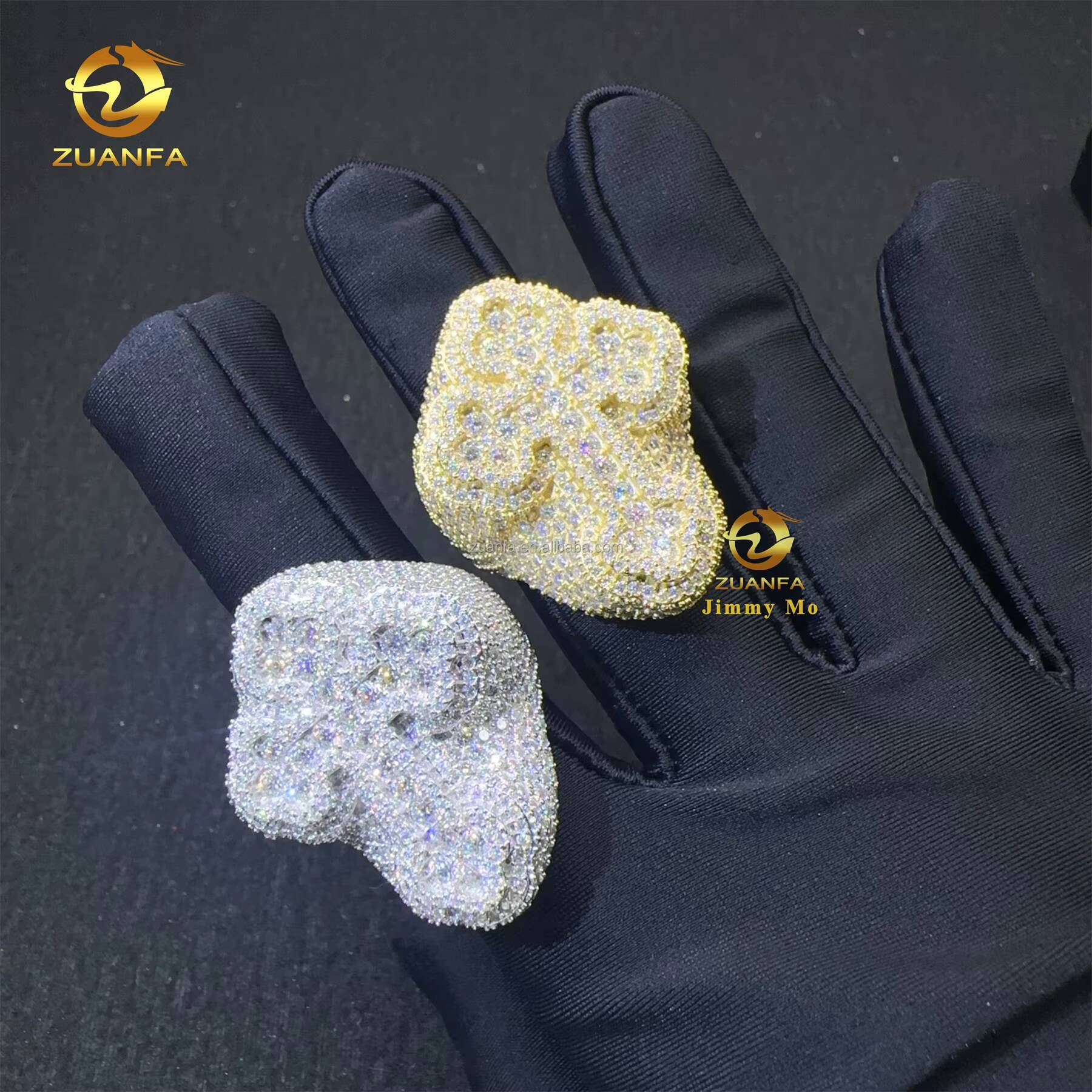 New Arrivals Bulk Stock Prong Setting High Quality Silver With Moissanite Diamond Hip Hop Iced Out Man Cross Ring With GRA