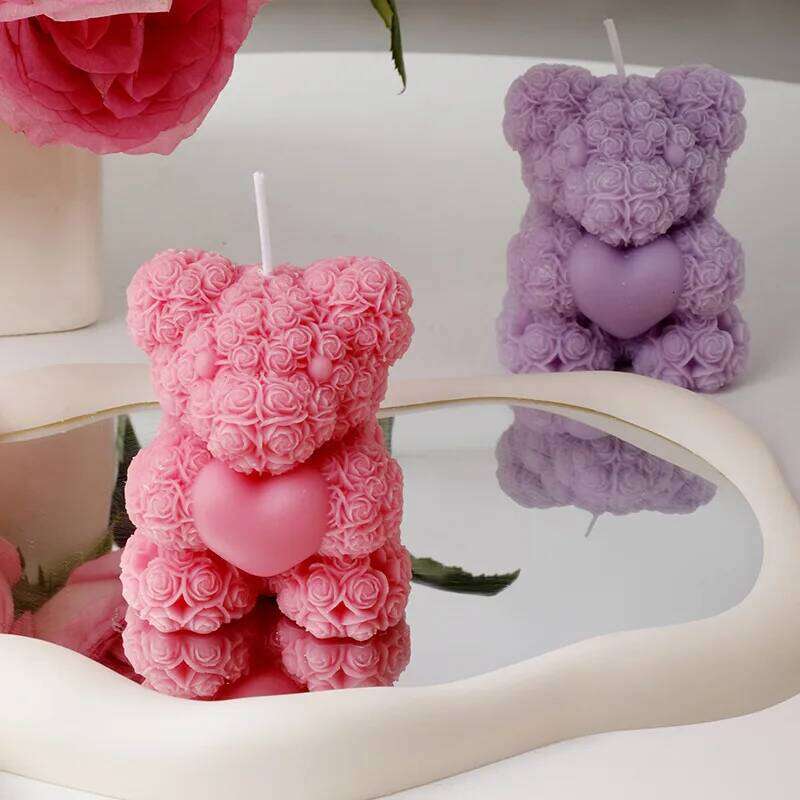 Rose Bear Scented Candles - Cute Decorations & Handmade Gifts Women / Friends, Ideal for Wedding Souvenirs, Valentine's Day S260204