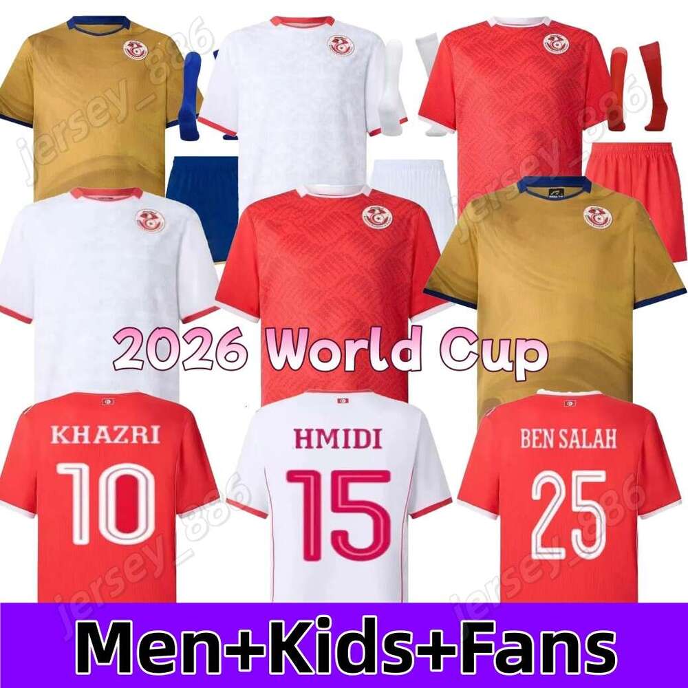 2026 World Cup Tunisia Soccer Jerseys 2025 Africa Cup Home Away Third SASSI MASTOURI LAYOUNI MERIAH MSAKNI HANNIBAL Football Shirts Kids Kit tunisia jersey