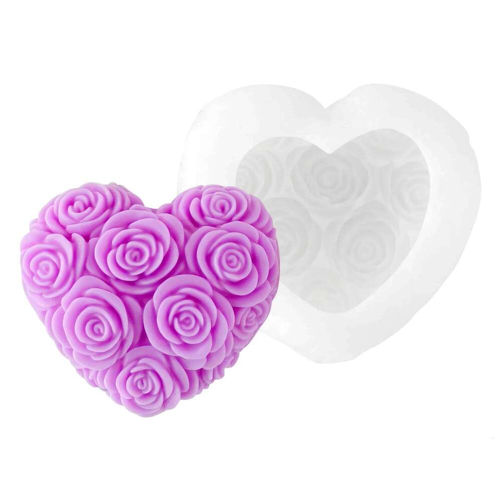 Heart Rose Candle Mold Silicone DIY Romantic Gift Scented Wax Chocolate Craft Home Decor Handmade Baking S260204