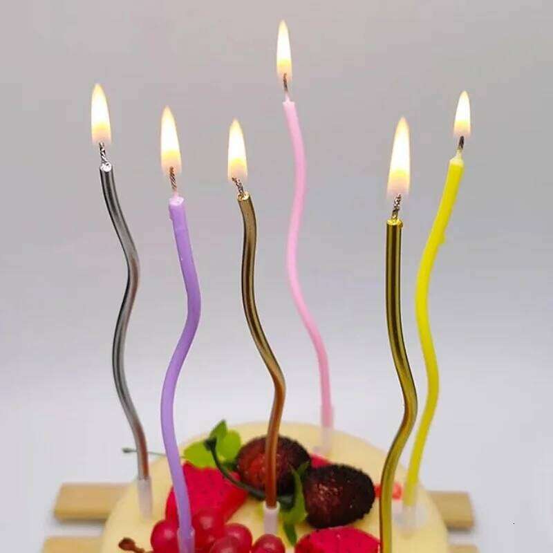 Smoke-Free Curved Curly Coil Candles Long For Birthday Cake Wedding Party Supplies S260204