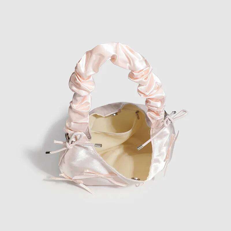 Sweet girl's bow, cloud lady's crossbody cute pleated hand-held small bag, lightweight single-shoulder armpit bag C260204