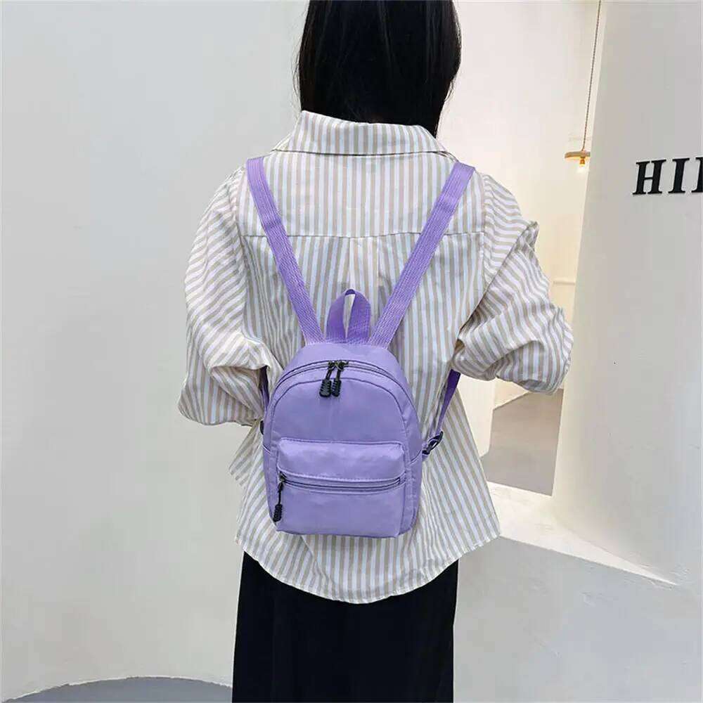 Korean Nylon holographic backpack Women Casual Solid Color Small Schoolbag Travel For Teenager Student School Bag Back Z260202