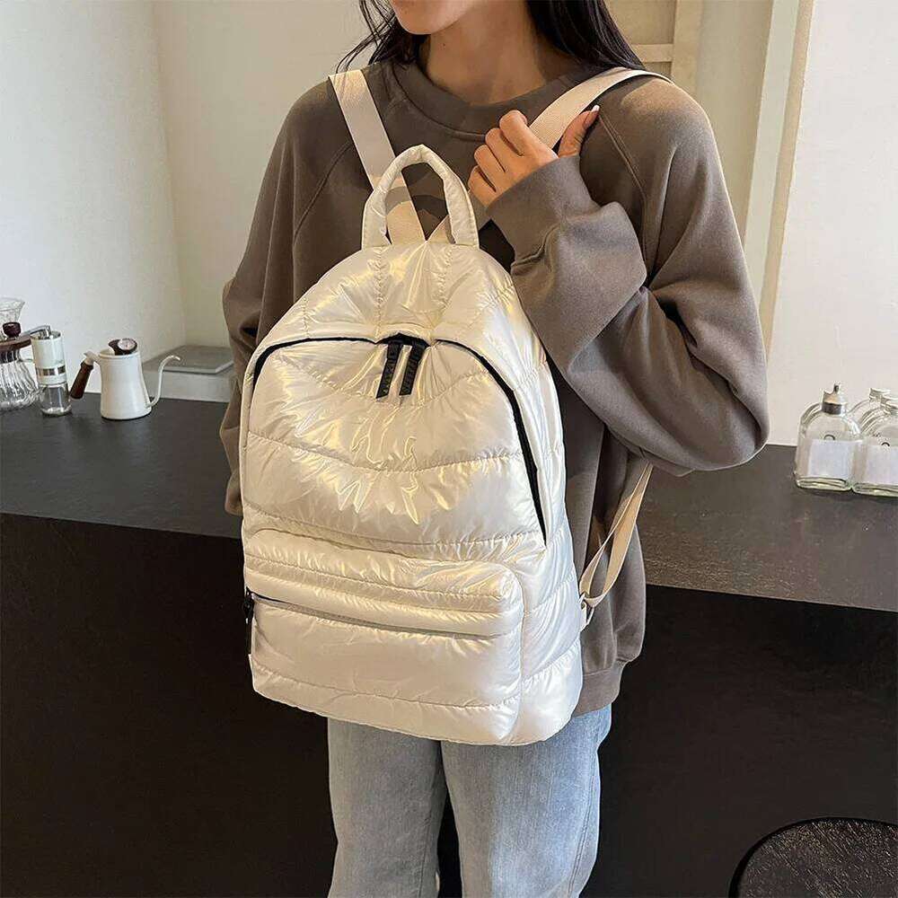 2025 Ultra Light Space Down Women's Backpacks Puffer Daypack Multi Pocket Travel Knapsack Large Capacity Rucksack School Bags Z260204