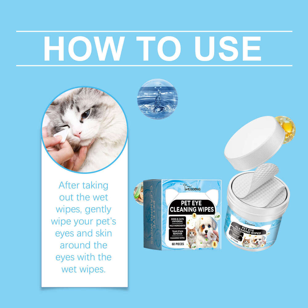 Yegbong Pet Cat Dog Gentle Cleaning Eye Gunk Tear Stain Care Wipes S260203