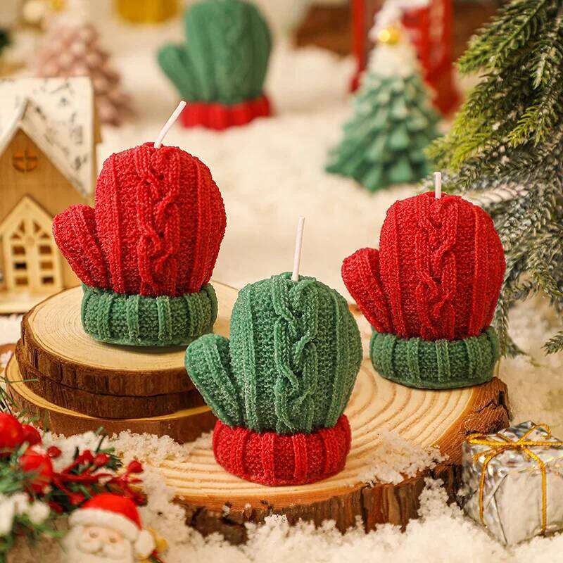 1Pcs Creative Christmas Gloves Handmade Scented Candle Aromatherapy Soy Wax Candles Party Guest Gifts Home Decoration S260204