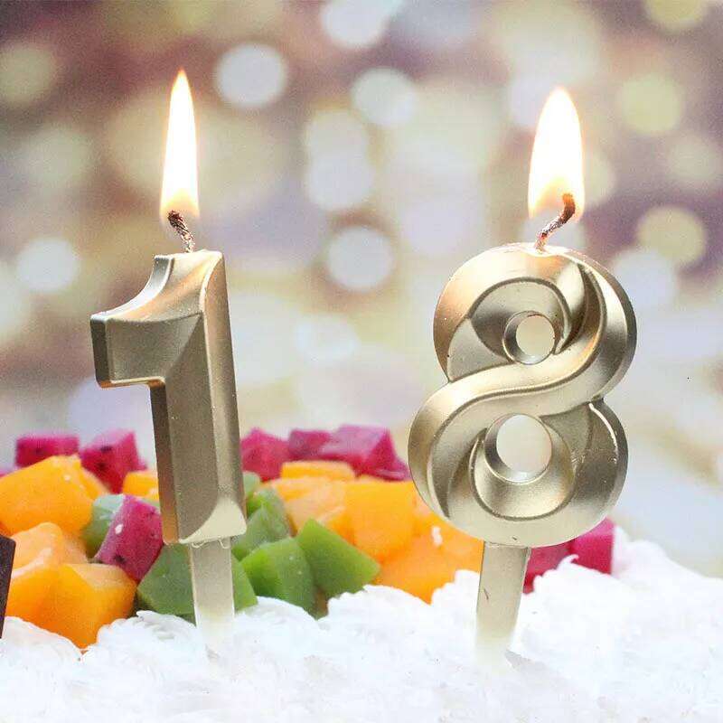 1PCS Digital Candle 0-9 Gold 3D Birthday Anniversary Commemorative Wedding Cake Decoration Party Atmosphere Photo Prop S260204