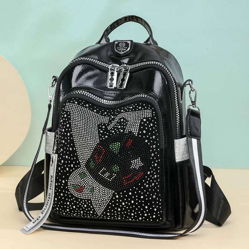 High Quality Leather Multifunctional Backpack With Diamond Stickers Large Capacity Mochilas Luxurious Women's Brand Bag Z260202