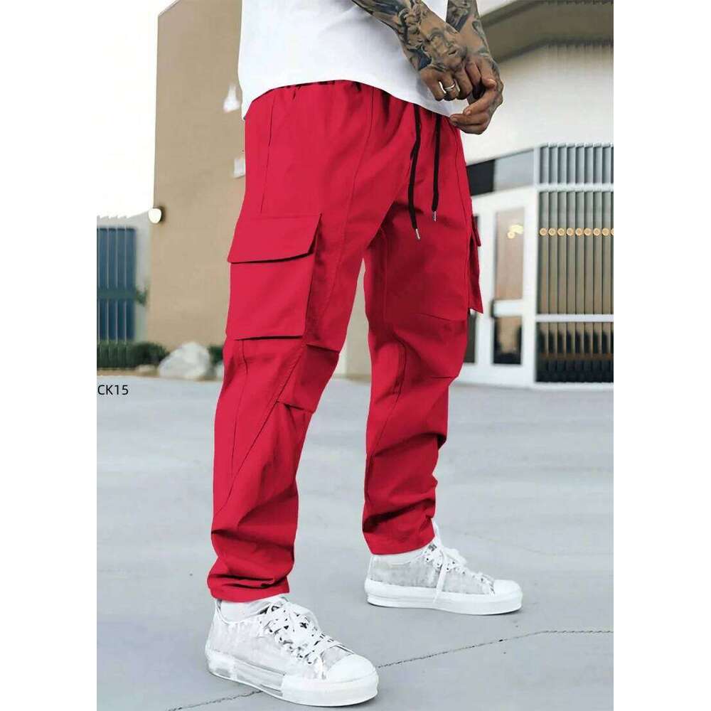 Men's Cargo Pants Multi-pocket Waterproof Wear-Resistant Casual Training Trousers Comfortable Breathable Overalls Clothing 26W0204