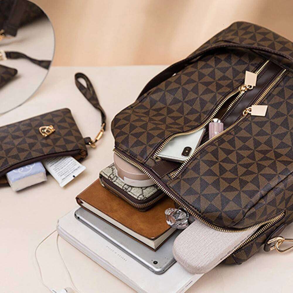 2pcs Backpack And Handbag Set, For Women, Waterproof Double Shoulder Crossbody Bag, Women's Travel Send Co Z260204