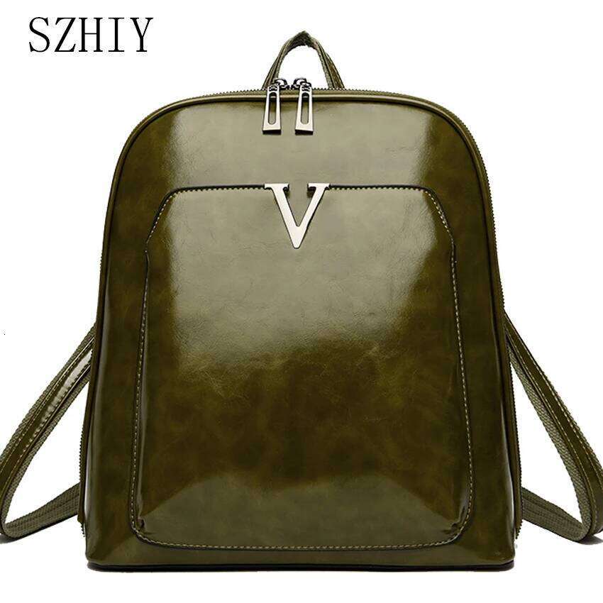 Women Travel Large Capacity Classic Backpack Oil Wax Leather PU Shoulder Bag Mochilas De Gran Capacidad Z260202