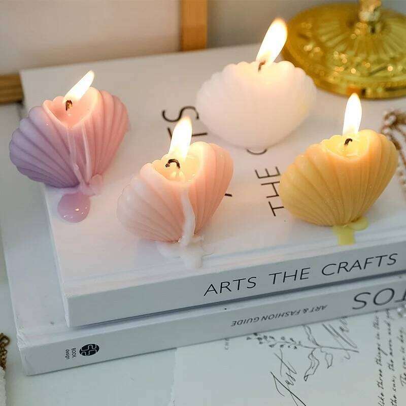 Kawaii Mini Seashell Smokeless Scented Cute Presents Romantic Wedding Candles Aromatherapy Faint Fragrance for Relaxing S260204