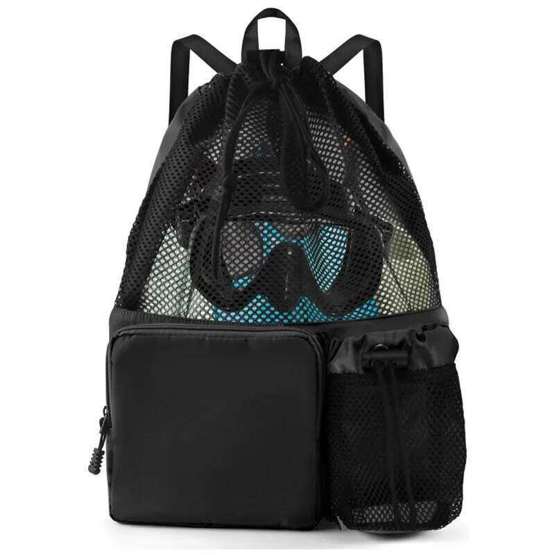 1pcs Mesh Drawstring Large Capacity Gym Beach Travel Bag Polyester Outdoor Sports Backpack Z260202