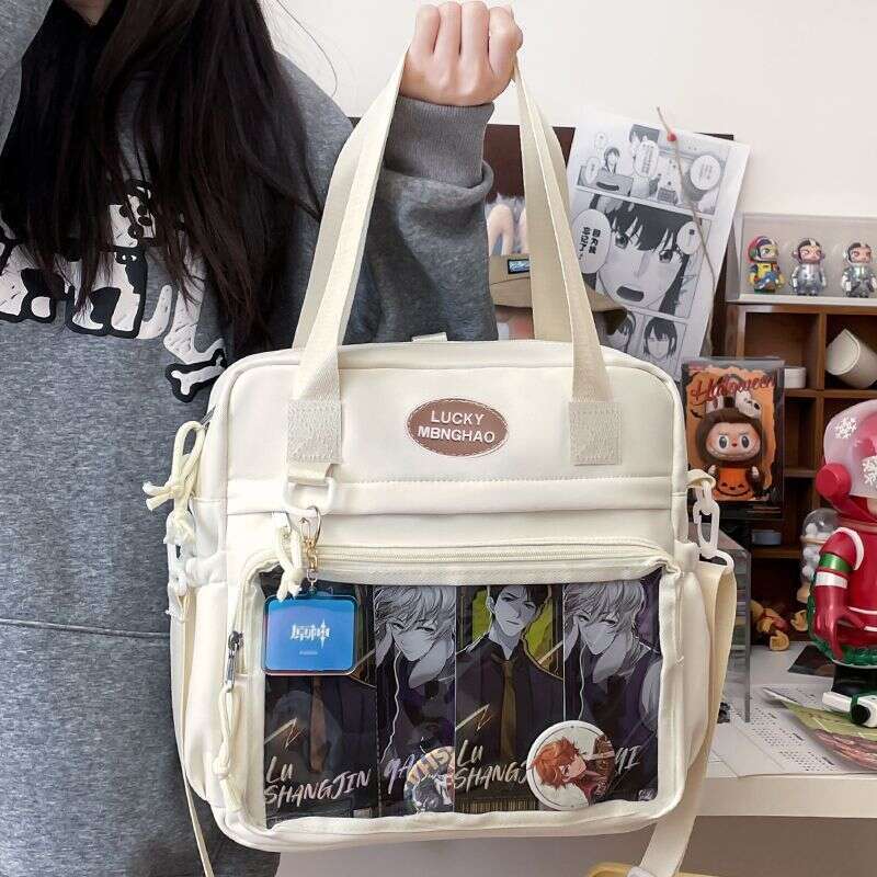 2026 Simple Japanese Style Single-Shoulder Daily Pain Bag All-Match Transparent Crossbody Large Capacity Niche Secondary College Style Messenger Bag