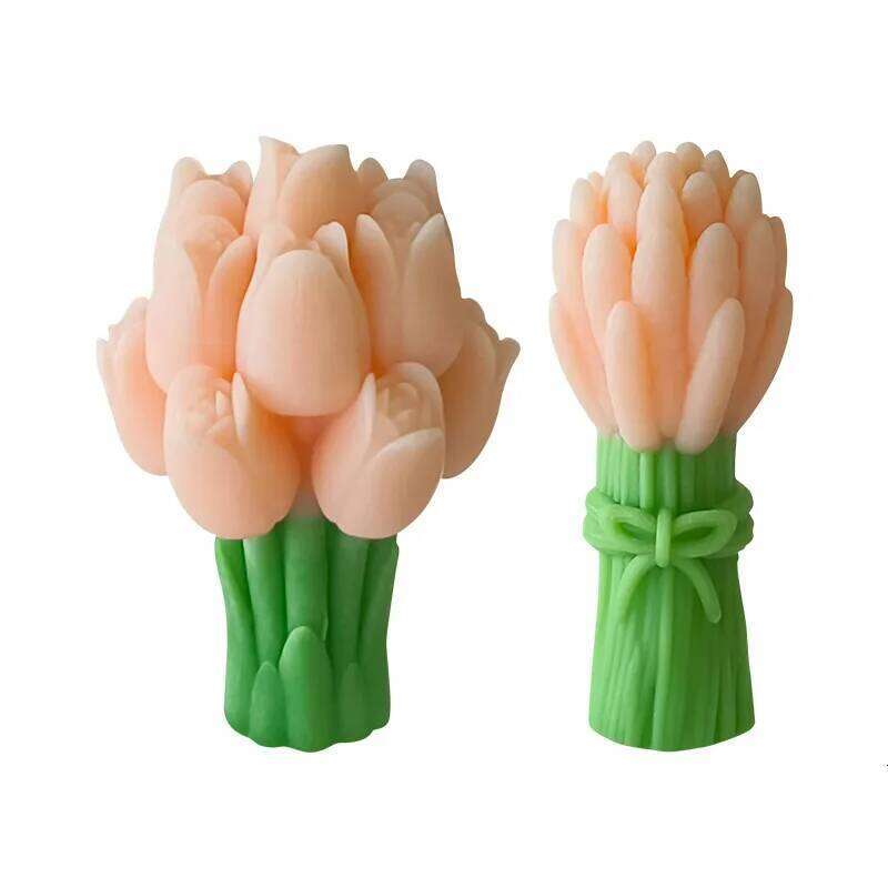 NEW Korean Bud Scented Hand Aromatherapy Tulip Flower Bouquet Candles Handmade Wedding Companion Gift S260204