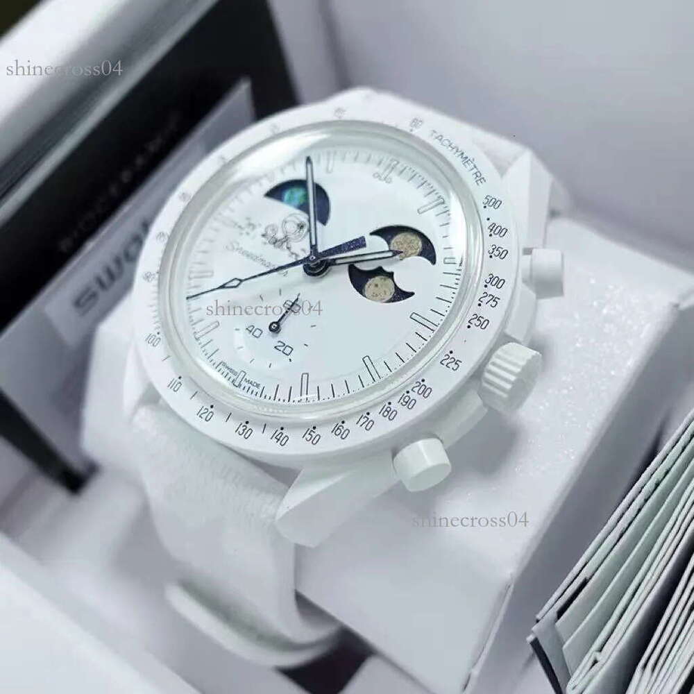 NEW moonswatche Men's Lava Watch Moon Bioceramic Planet Moon Watches Full Function Quarz Chronograph Watch Mission To Mercury 42mm Nylon Limited Edition Master f47