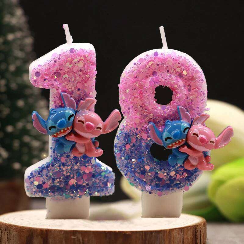 Stitch fit cartoon two-color digital birthday party holiday decoration cute cake candle S260204