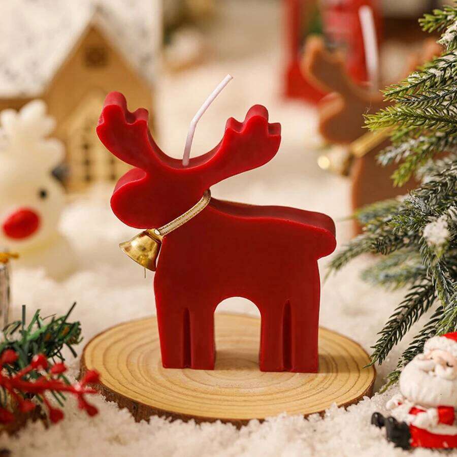 1 Red Scented Candle, Creative Christmas Reindeer Festive Atmosphere Candle Party Decoration Ornament Souvenir Gift S260204 cae