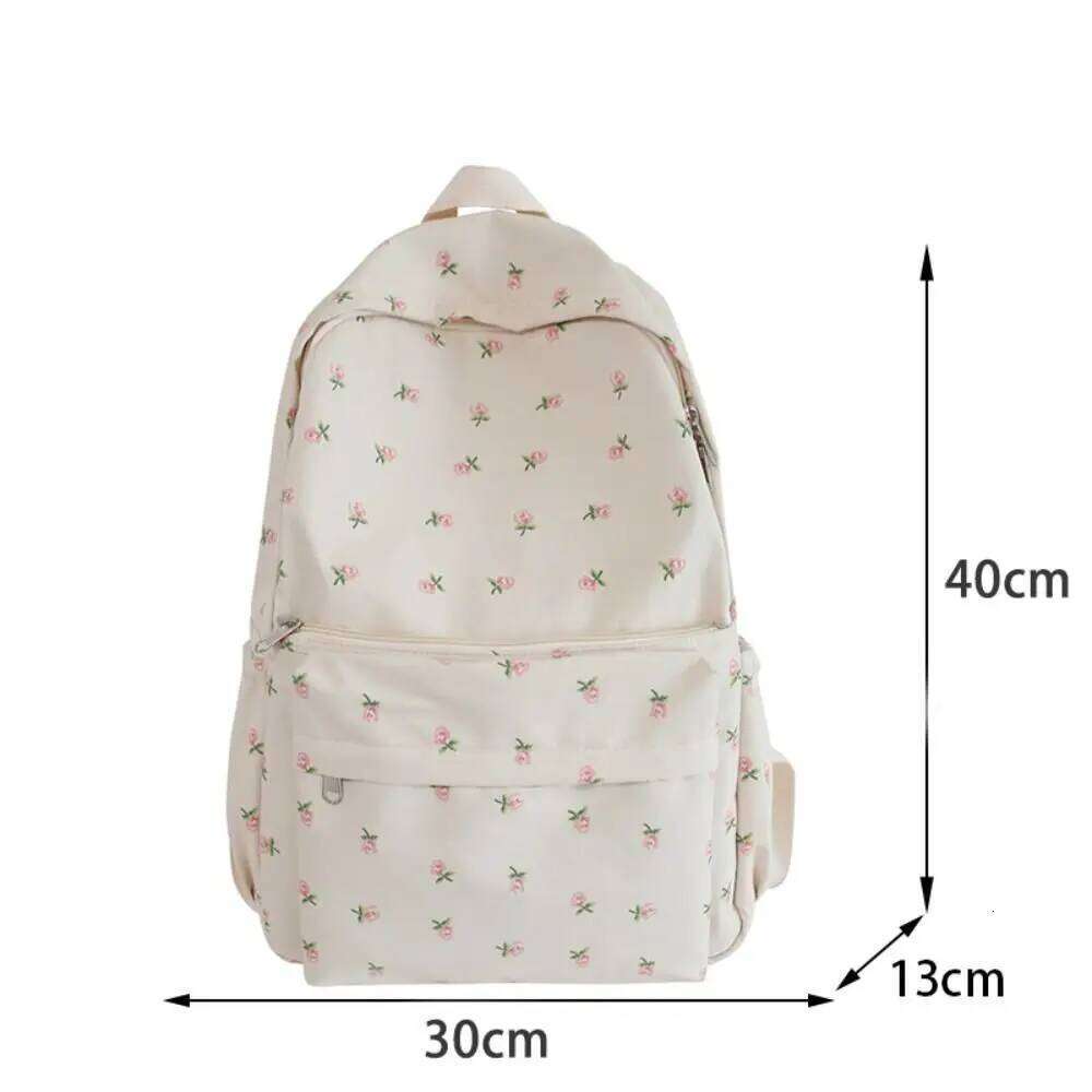White Print Large-capacity Girl Cool High School Student Schoolbag Backpack Travel Bag Z260204