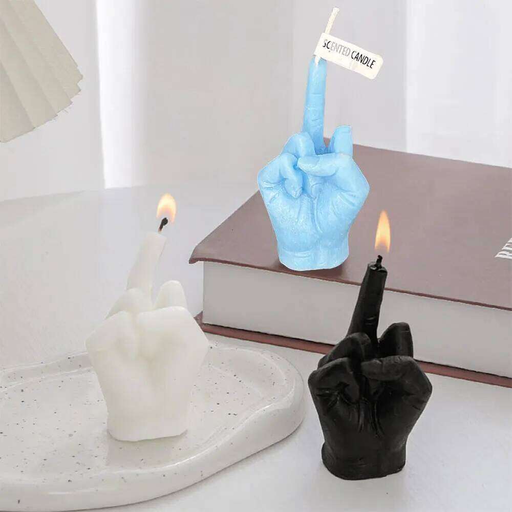 Middle Finger Scented Funny Soy Wax Long Lasting Candle Aromatherapy Hand Gesture Candles Home Room Decor Ornaments S260204